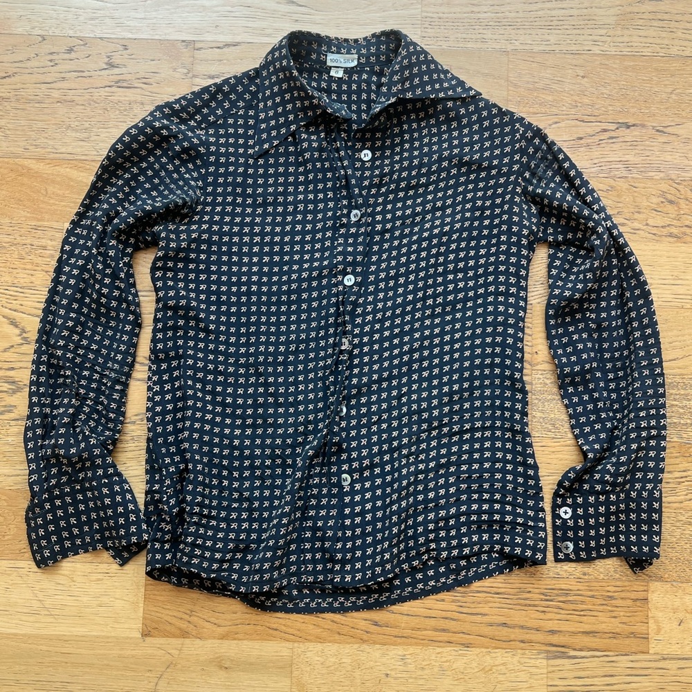 Vintage Silk Button-Up Top